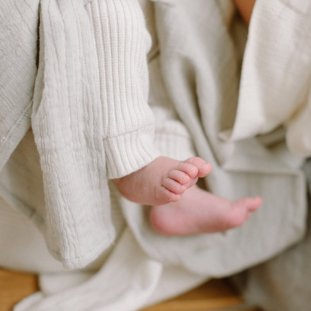 Organic Cotton Ribbed Baby Leggings (Oat)